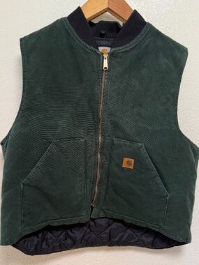 Vintage 2005 Carhartt Arctic Quilt Lined V02 Duck Vest Spruce Green Men 2XL